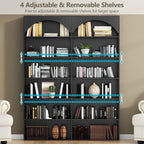 Gyfimoie 70.8’’ Tall Bookshelf and Bookcase, 7-Tier Double Wide Bookcase Modern Large Open Display Shelves with Curved Baffle for Home Office Living Room (Black)