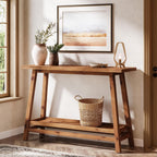 41.3" Farmhouse Console Table, Solid Wood Entryway Table with Storage Shelf, 2 Tiers of Narrow Behind Couch Sofa Furniture for Living Room, Hallway, Foyer, Easy Assembly
