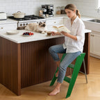 HOTEAGLE Modern Folding Chair - Multifunctional Design Doubles as Step Stool & Storage Shelf, Sturdy Engineering Plastic for Kitchen, Dining & Bistro,Green