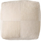 Corduroy Pouf Ottoman Foot Rest, Square Floor Pouf with Removable Cover, Soft Foam-Filled Foot Stool with Non-Slip Bottom for Living Room, Bedroom & Lounge