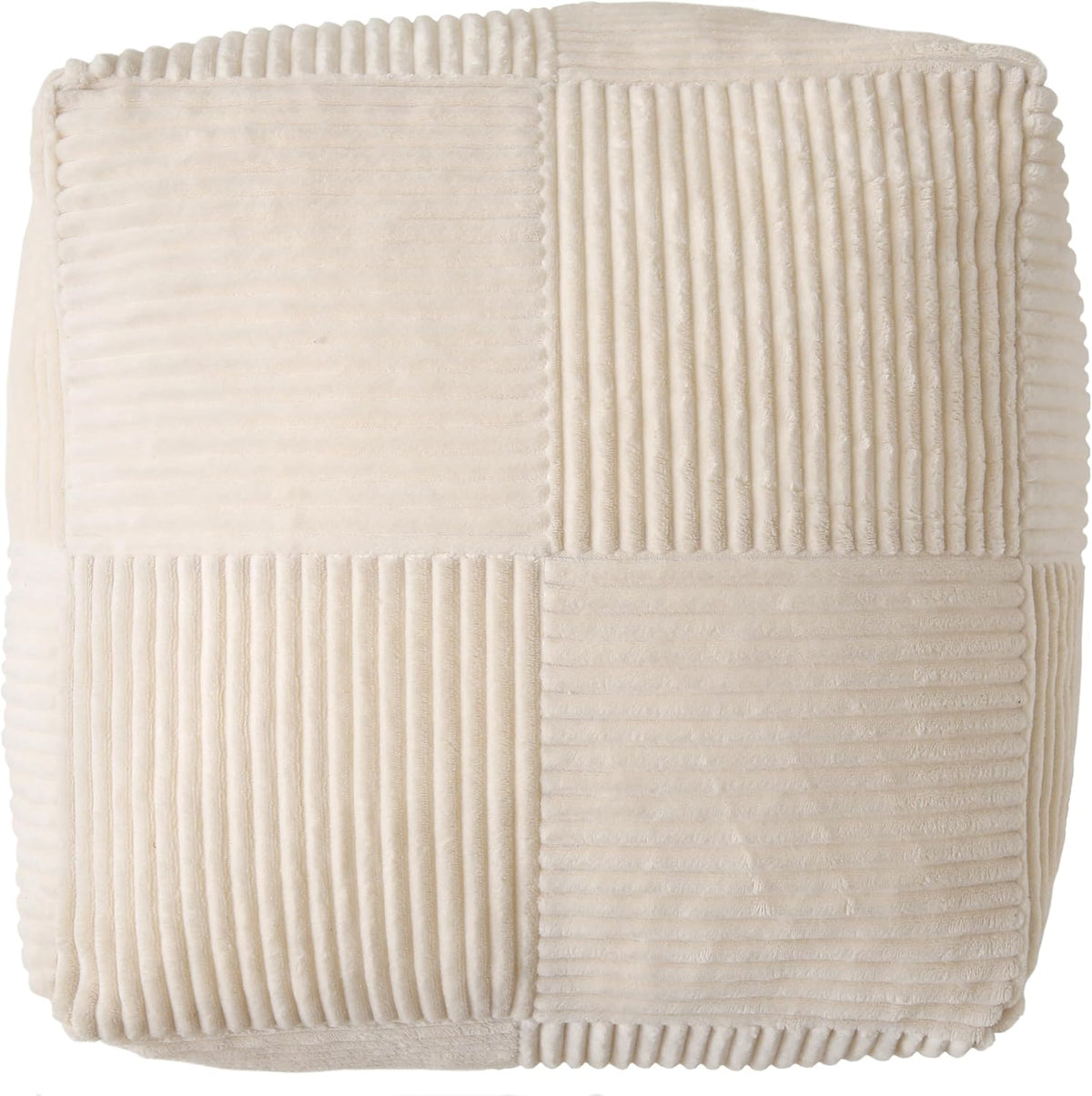 Corduroy Pouf Ottoman Foot Rest, Square Floor Pouf with Removable Cover, Soft Foam-Filled Foot Stool with Non-Slip Bottom for Living Room, Bedroom & Lounge