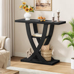 FAVOOSTY Entryway Table, 3 Tier Hallway Table, Console Tables for Living Room, Narrow Entrance Table with Storage, Sofa Table Behind Counch, Accent Table for Entry Foyer, Black