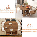 43.3"-59" Extendable Round Oval Dining Table for 4-8 with Storage Shelf | Modern Kitchen Oval Dining Table with Removable Leaves,Space Saving Extendable Table Wood Base for Kitchen Living Room Walnut