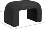 Meridian Furniture 169Black Niagara Collection Modern | Contemporary Boucle Fabric Upholstered Bench with Rich Black Boucle Fabric, Curved Contemporary Design, 28" W x 15.5" D x 17.5" H, Black
