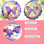 Butterfly 12 Inch Wind Spinners Garden Yard Decor Gift for Women Men, Outdoor Purple Metal 3D Wind Spinner, Stainless Steel Hanging Wind Catchers Sculpture for Outside Decoration