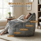 Cvortll Bean Bag Chair, Bean Bag Sofa, Faux Fur Bean Bag Chairs,with armrests and a Sturdy backrest, Suitable for Apartments, Living Rooms, bedrooms, Games, Reading (Gray)