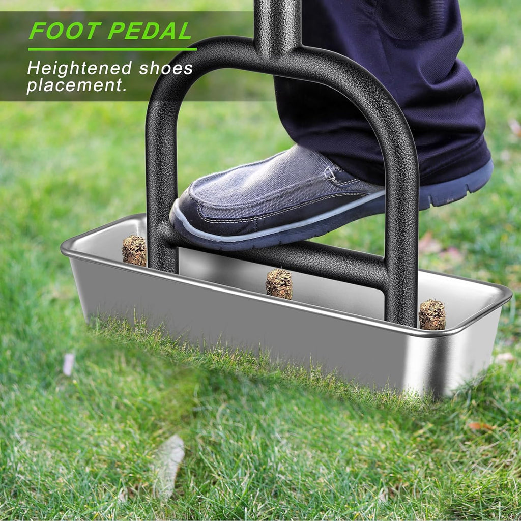 Dolibest Lawn Coring Aerator, Manual Lawn Aerator, 3 Stainless Steel Corer Plug Aerator with Soil Core Storage Tray, Pre-Assembled Manual Grass Aerating Tool & Clean Hand Tool, Improving Lawn Health