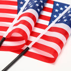 50 Pcs American Desk Flag Set Small USA Flags for Table with 13" Black Pole, Black Base and Spear Top, American Flag for Home Office Party Festival Celebrations Decor