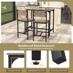 GOFLAME 3-Piece Bar Table Set, Counter Height Pub Table & 2 Barstools with Metal Frame, Industrial Space Saving Dining Set for Kitchen, Dining Room, Bistro, Restaurant, Small Space, Grey