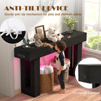 63" Extra-Long Modern Console Table with Charging Station, RGB LED Lights & Storage, Versatile Narrow Sofa Table Behind The Couch, Perfect for Entryway, Hallway or Living Room (Black Light)