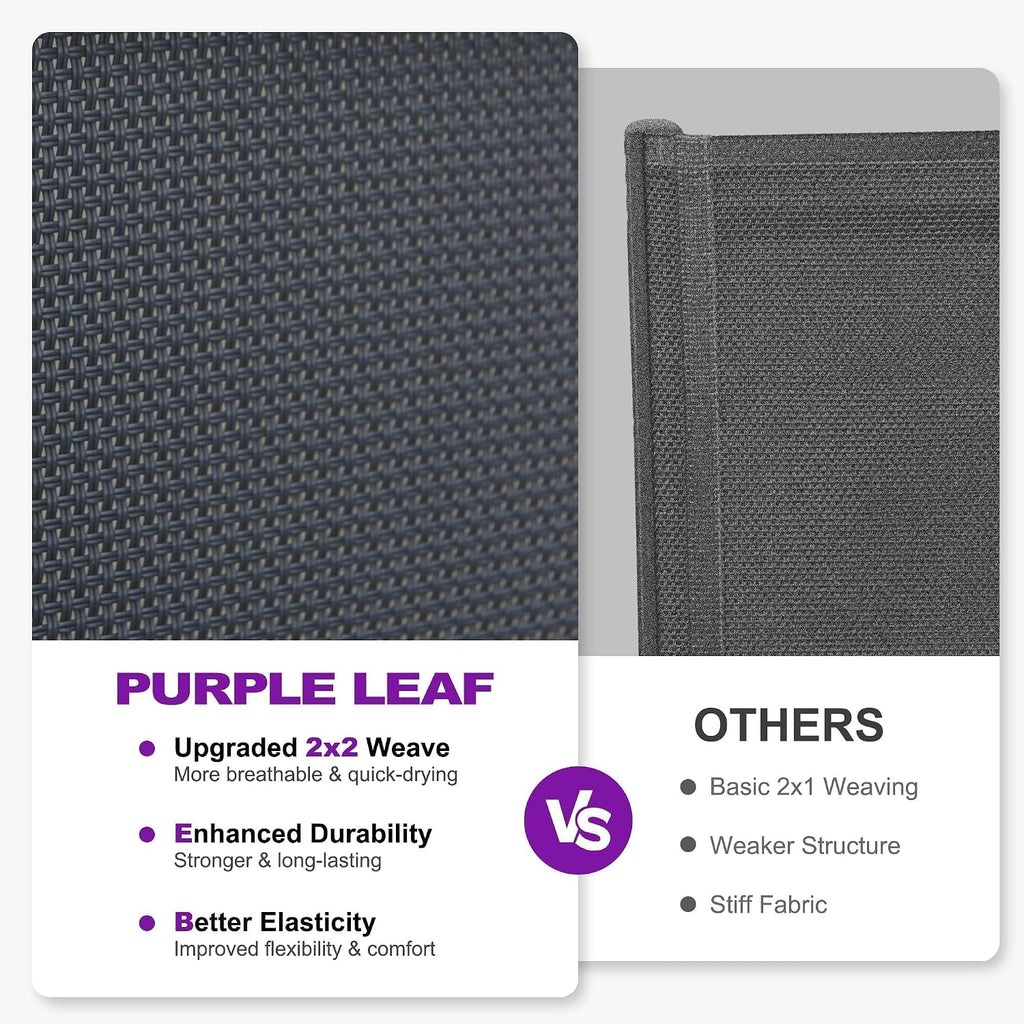 PURPLE LEAF Lounge Chair Outdoor Set of 4 Chaise Lounge w/Wheel, Dark Grey | The space-saving stackable design allows multiple chairs to nest together neatly for quick and easy off-season storage