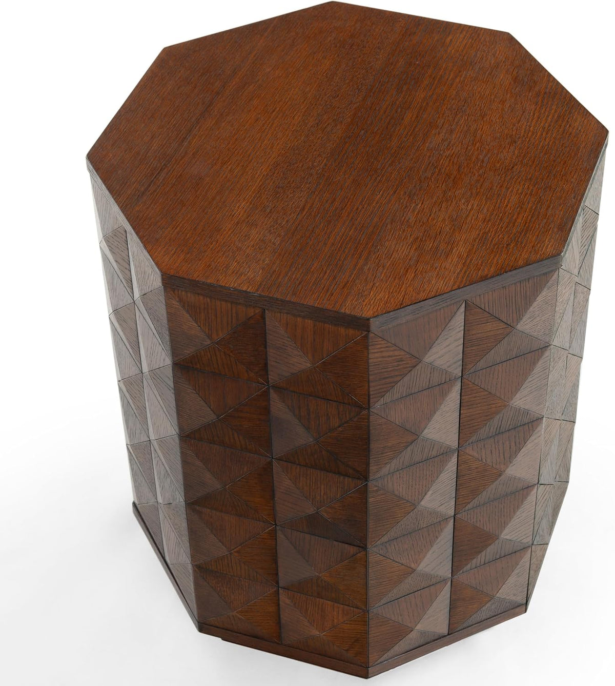 SAFAVIEH Couture Collection - Patty Walnut Accent Table, Octagonal Side Table, Carved Design, Fully Assembled (SFV7252B)