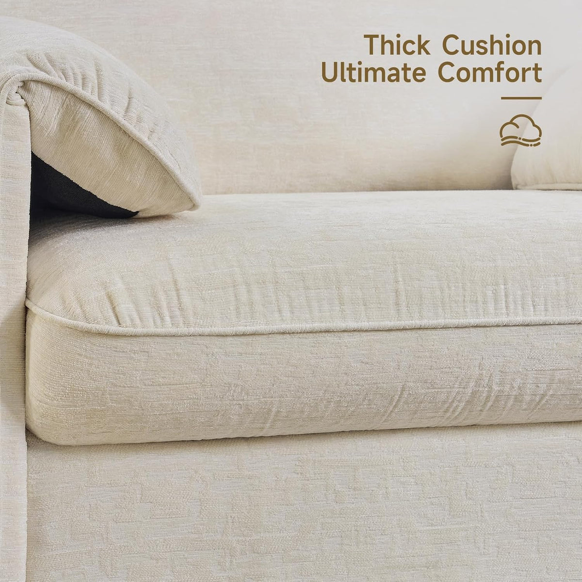 ONBRILL Oversized Accent Chair, 41 Inch Chenille Fabric Armchair, Beige | Comfy Single Sofa Chair with Padded Arms, Pocket Spring Cushion, Modern Reading Chair for Living Room, Bedroom, Apartment
