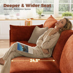 ABCASA L-Shaped 4-Seater Modular Sectional Sofa with Movable Storage Ottoman, Comfy Cloud Couch Set in Terracotta Orange Chenille for Living Room