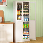 Kitchen Pantry Cabinet, 72" Tall Farmhouse Storage Cabinet, Kitchen Storage Cabinet with with Glass Doors and 5 Shelves, Cupboards Storage Shelf for Dining Room Use, Assembly Required