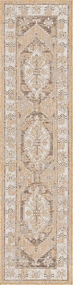 Unique Loom Outdoor Traditional Collection Area Rug - Valeria (2' x 7' 10" Runner, Natural/ Ivory)