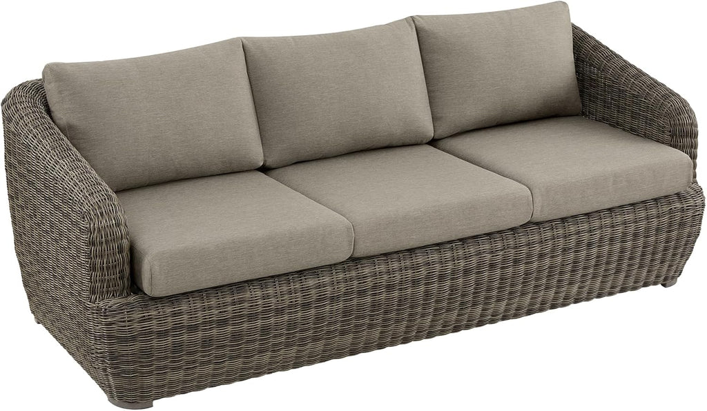 CHITA Patio Wicker 3-Seater Sofa with Removable Cushion, Backyard Rattan Chair for Sunrooms, Patios, Decks, Fully Assembled