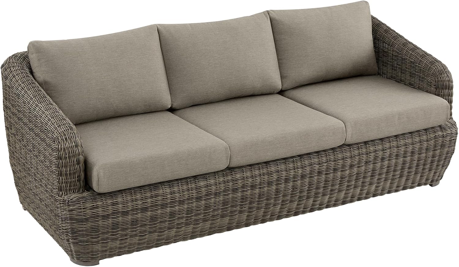CHITA Patio Wicker 3-Seater Sofa with Removable Cushion, Backyard Rattan Chair for Sunrooms, Patios, Decks, Fully Assembled