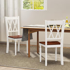 GOFLAME Wooden Dining Chairs Set of 4, Farmhouse Kitchen Side Chairs with Ergonomic Seat & High Backrest, Armless Dinette Chairs for Dining Room, Living Room, Restaurant, Walnut & White