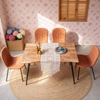 Dining Table Set for 4 with Brown PU Leather Chairs, Mid-Century Modern Rectangle Coffee Table,Kitchen Table and Chairs Set of 4, Perfect for Small Apartment, Home, Dining Room, Breakfast Nook