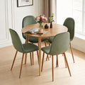 Small Dining Table Set for 4, Modern Round Dining Table with 4 Velvet Dining Chairs in Metal Legs, Easy Assembly for Compact Spaces - Green
