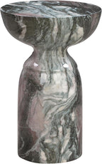 First of a Kind Grey Concrete Side Table with Marble Print Finish - Durable Accent Table, Fully Assembled - for Indoor/Outdoor Use - 13.3" W x 13.3" D x 20" H