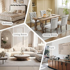 Modern Dining Chairs Set of 6, Upholstered Accent Parsons Dinning Chairs with Tufted Back and Solid Wood Legs, Comfortable Chenille Fabric Kitchen Chairs for Dining Room/Kitchen, Beige