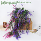 RECUTMS Artificial Plants Fake Eucalyptus Plants Faux Hanging Leaves Green Plant Artificial Hanging Plant for Indoor Home Room Kitchen Table Outdoor Patio Garden Yard Decor(Purple)