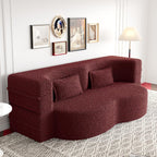 JOYBASE 78in Sofa Couch Convertible Oversized Cloud Loveseat Minimalist Sleeper Sofa Bed for Living Room, Apartment, Office, No Assembly Required (Wine Red)
