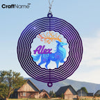 Personalized Elk Wind Spinner 3D Stainless Steel, Elk Garden Spinner Hanging Outdoor Decor, Wind Spinners Outdoor, Custom Gift for Grandmother, Mom, Wife