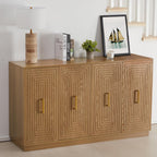RoyalCraft 60'' Large Buffet Cabinet with Storage, Fluted Sideboard with Doors and Adjustable Shelves, Wood Credenzas Console Coffee Bar Cabinet for Kitchen, Living Room, Rustic Oak