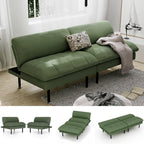 Ribilake 70" Futon Sofa Bed, 4 in 1 Multi-Function Couch Sleeper with Adjustable Backrest, Modern Convertible Futon, Recliner Small Loveseat for Living Room, Dorm, Green