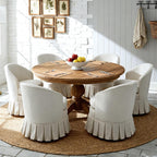 chairus Upholstered Dining Chairs Set of 2, Linen Barrel Dining Room Chairs with Pleated Skirt & Metal Legs, Modern Farmhouse Slipcovered Side Kitchen Chairs, Cream White