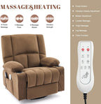 Oversized Recliner Chairs for Adults, 270° Swivel Rocker Recliner with Heat and Massage Lazy Boy Recliner,Recliner Chairs Single Sofa Seat with Cup Holders (Brown,Electric)