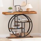 RANXFLOAT Console Tables for Entryway, 4-Tier Industrial Narrow Wood Sofa Table, Entryway Table with Storage Shelves for Living Room (Without Outlet & LED)