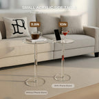 Acrylic Side Table, Round Drink Table for Small Spaces – Modern Clear End Table for Bedroom, Living Room, Office, Outdoor, Bathroom | Minimalist Design, Easy Assembly 11.8" W x 21" H