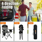 Padded Camping Chair with Sturdy Armrests, Heavy Duty Folding Chair for Adults Supports 350lbs, Portable Outdoor Chair with Reinforced Carry Bag for Camping, Fishing, Lawn & Sports