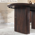 T4TREAM 63" Fluted Oval Dining Table for Kitchen Living Room, Walnut | Mid Century Modern Kitchen Table, Seats 4-6, Thickened Edge and Sturdy Strip Pedestal Base
