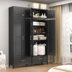 32" Wall Storage Cabinet with 2 Doors & Gold Handle | Black Metal, Hanging Design, for Bathroom, Kitchen, Rust-Resistant, Anti-Tip, Easy Assembly, Hardware Included