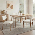 KISLOT Dining Chairs Set of 4, Ergonomic Upholstered Wood Chairs, White | Mid Century Modern Dining Room Chairs, Ergonomic Farmhouse Kitchen Chairs with Solid Rubber Wood Frame, Antique Walnut Leg