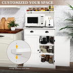 HLR 54" Kitchen Pantry Storage Cabinet with Drawer and Adjustable Shelves, Microwave Oven Cabinet with Doors for Kitchen, Bathroom or Hallway,White