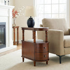 Narrow End Table with 2 Storage Drawers, Retro Vintage Sofa Beside Table, Wood Slim Telephone Table for Living Room,Saving-space, 23.4“L x 11.4"W x 25.3"H, No-Tools Assembly, Cherry Walnut BG-A508-CY