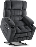Tami Tami Dual Motor Power Lift Chair Recliner for Elderly with Massage and Heat, Infinite Position Electric Lift Recliner with Adjustable Headrest, USB (T6015 - Plush Fabric, Dark Gray, Medium)