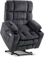 Tami Tami Dual Motor Power Lift Chair Recliner for Elderly with Massage and Heat, Infinite Position Electric Lift Recliner with Adjustable Headrest, USB (T6015 - Plush Fabric, Dark Gray, Medium)