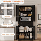 Garvee 71" Kitchen Pantry Cabinet, Barn Door Freestanding Cupboard with Drawer, Sliding Storage Rack, and 6 Hanging Shelves for Kitchen, Dining Room, Living Room Bedroom