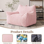 Vipbear Bean Bag Chair for Adults, Chair with Memory Foam | 35.5" Corduroy Beanbag Washable, Cozy Fluffy Chair with Pocket & Handle, Ergonomic Bedroom Sofa Chair for Gaming, Reading
