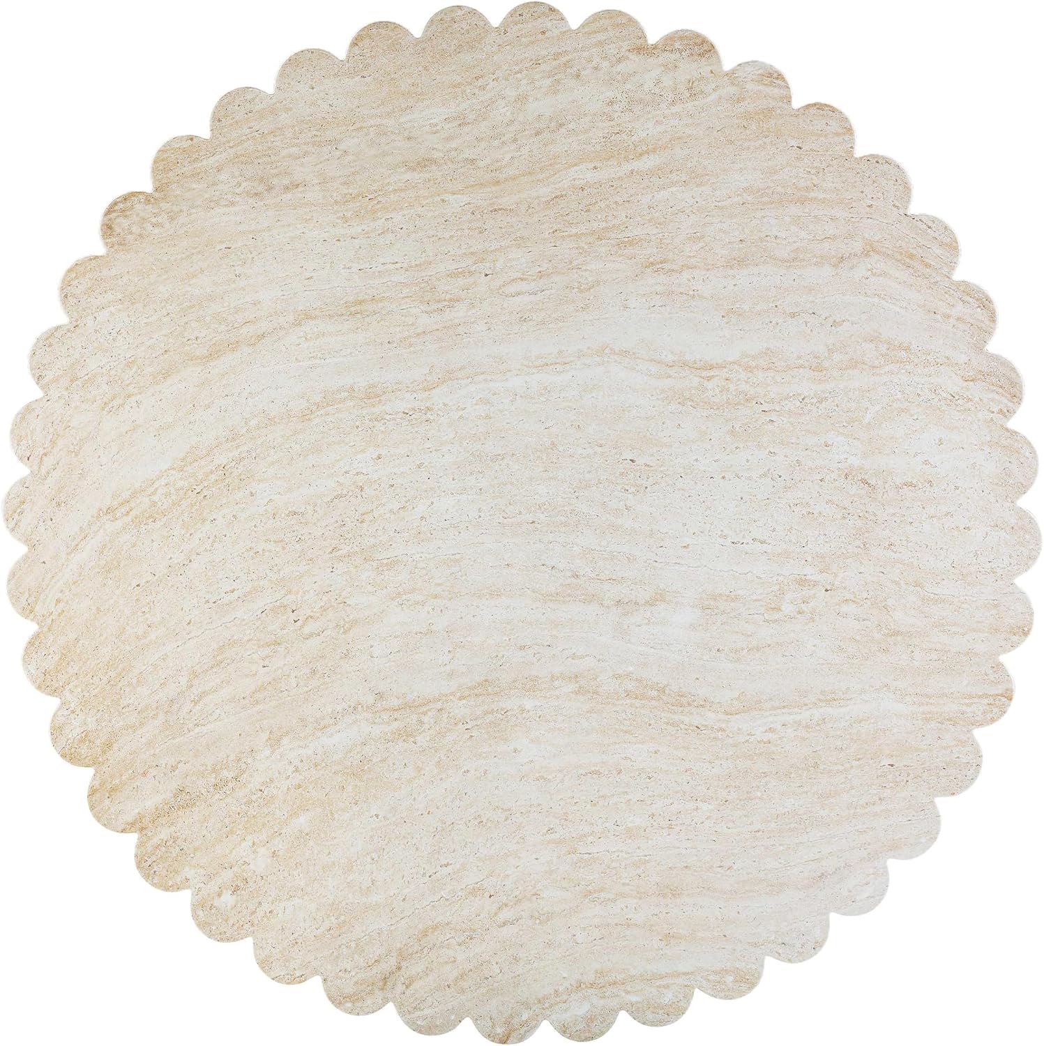 First of a Kind 54" Round Concrete Table in Travertine Finish - Modern Dining Table with Petal-Inspired Design - Seats 6, Indoor/Outdoor Use - Durable and Stylish for Elegant Gatherings