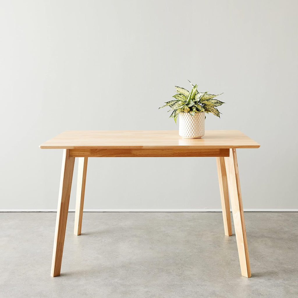 Amazon Basics Certified Sturdy Solid Wood Rectangular Dining Table, Easy Assembly, Kitchen Table, 29.5" D x 47.2" W x 29.5" H, Natural Wood