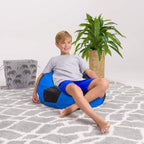 Posh Beanbags Bean Bag Chair, Medium-27in, Sports Soccer Ball Blue and Black