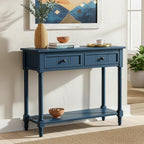 Merax Long Narrow Entryway Console Table with Storage Drawers and Bottom Shelf Dark Navy
